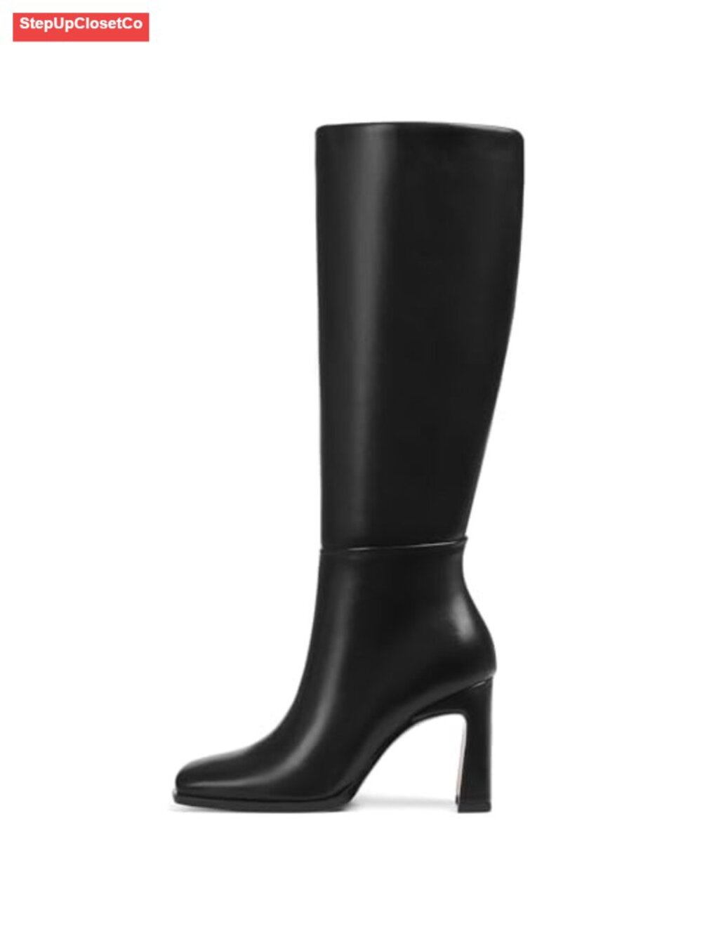 Women's Knee High Square Toe Chunky Heel Faux Leather Tall Dress Boots Winter